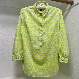 Lands End • Festive Geometric Neon Button Lightweight Baumwolle Shirt Sz 14